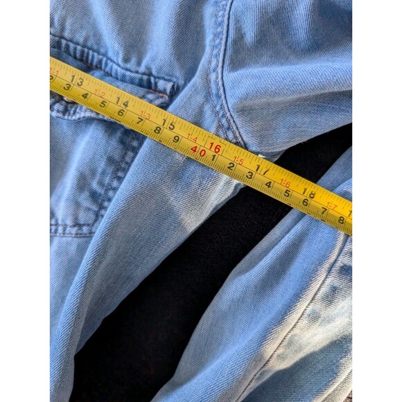 Light Chambray Blue Denim Button Down Shirt Women Western Cowgirl Slim Aughts - Picture 5 of 14